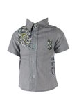 Ikks Chemise Bleu Manche Court