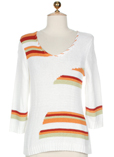 Griffon Pull Blanc Col V Femme