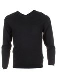 3 Pommes Pull Noir Col V Garco