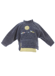 3 Pommes Pull Bleu Col Chemine